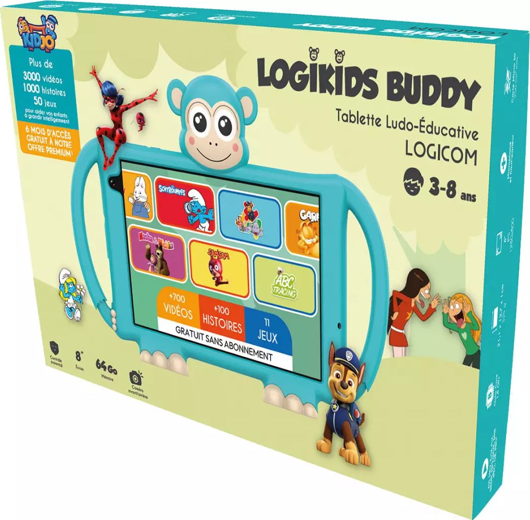 Tablette tactile LOGICOM Logikids Buddy 8'' Wi-Fi 6 64Go Bleu - LOGIKIDSBUDDY