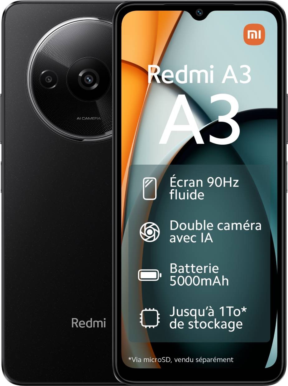 XIAOMI Smartphone REDMI A3 128GB Noir - REDMIA3-128GB-NOIR