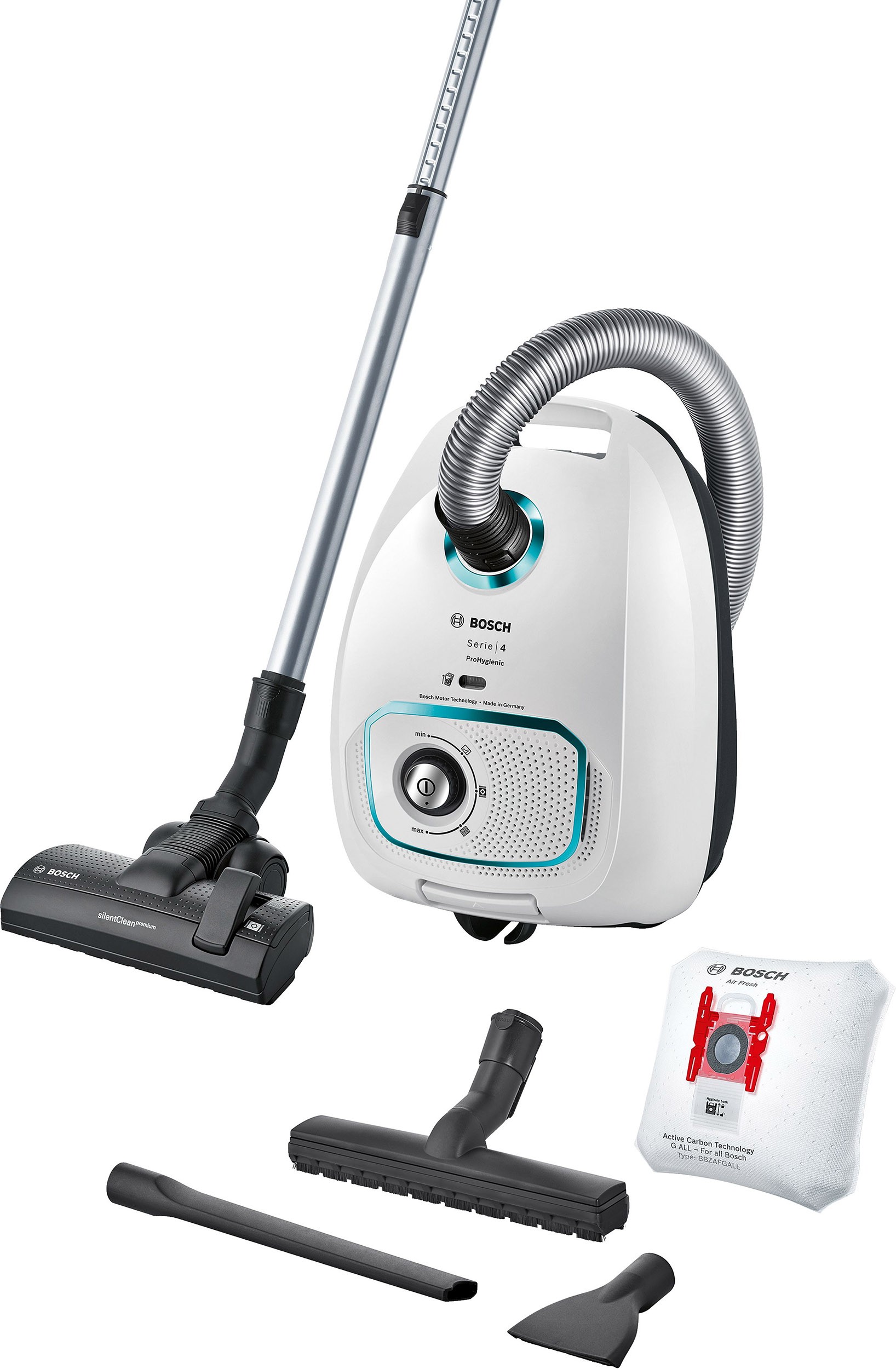 BOSCH Aspirateur traîneau avec sac ProHygienic Serie 4 700W Blanc - BGLS4HYG2