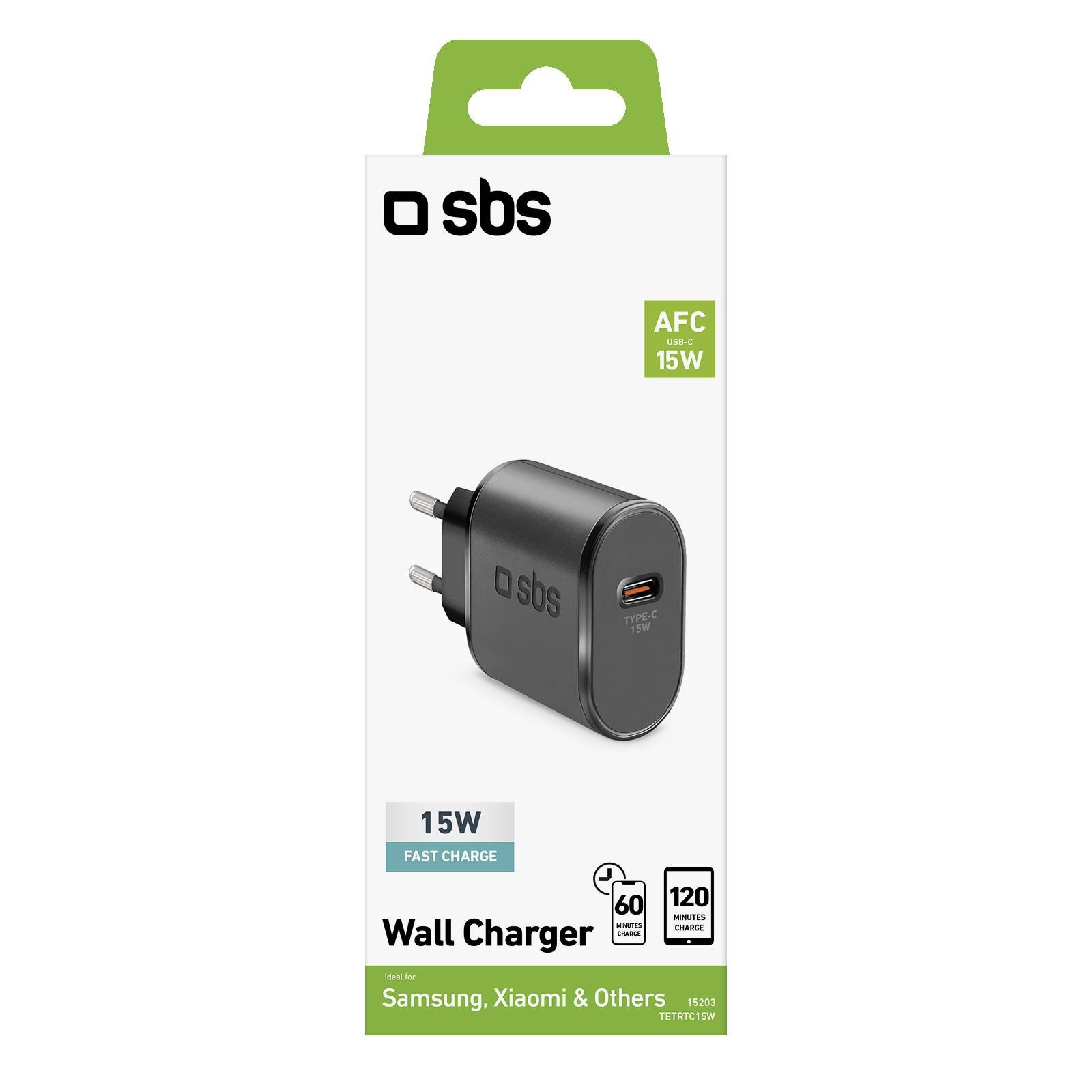 SBS Chargeur secteur Chargeur de batterie 15W ultra-rapide - CHARG-TYPEC-15W