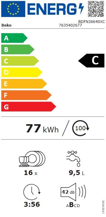 Lave vaisselle 60 cm BEKO ProSmart Inverter 16 couverts 42dB Gris - BDFN36640XC