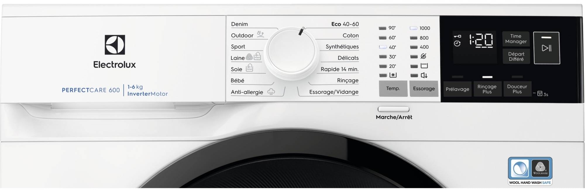 Lave linge Frontal ELECTROLUX , PerfectCare 600, 1000 trs/mn, 6kg, Blanc - EW6S1065NBB Lave linge Frontal ELECTROLUX , PerfectCare 600, 1000 trs/mn, 6kg, Blanc - EW6S1065NBB