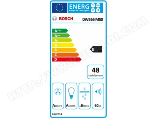 Hotte decorative murale BOSCH Serie 4 TouchControl 60dB 60cm Inox - DWB66IM50