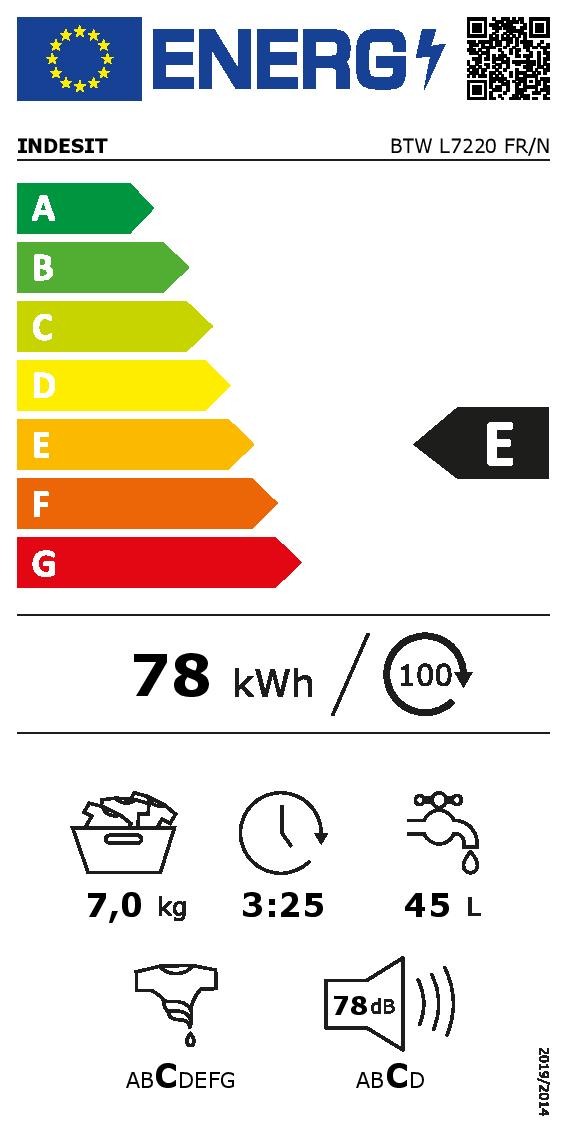 Lave linge Top INDESIT Rapidwash 7kg - BTWL7220FR/N