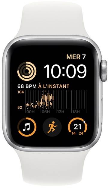 APPLE Montre connectée Apple Watch SE GPS 44 mm Aluminium Argent - WATCHSE-MNK23NF-2022