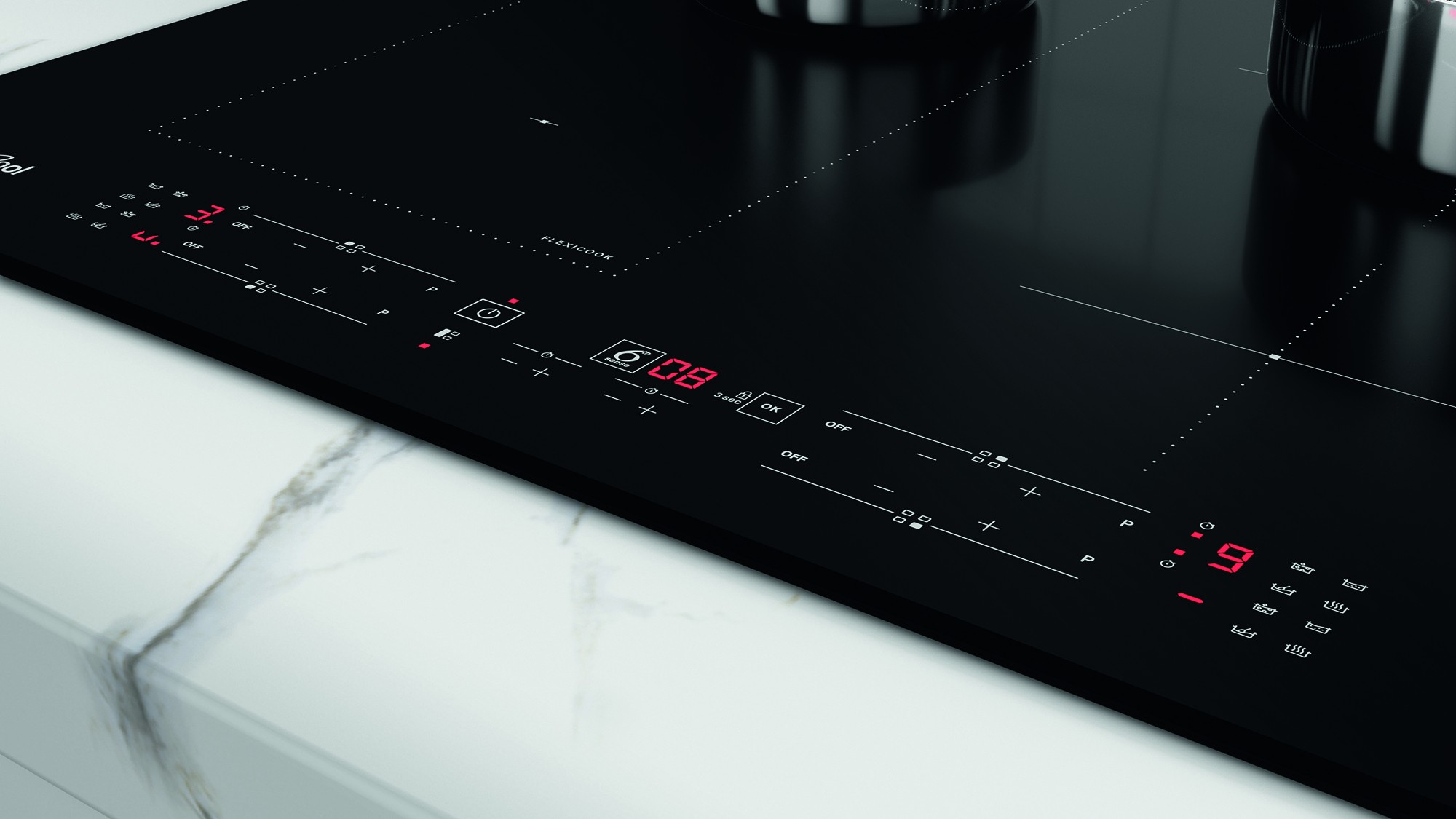 Plaque induction WHIRLPOOL 6ème sens 4 foyers 65cm Noir - WLB4265BFIXL