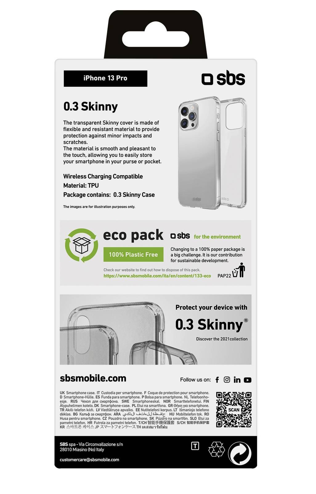 SBS Coque iPhone Coque Skinny pour iPhone 13 Pro - COQUESKIN-IP13PRO