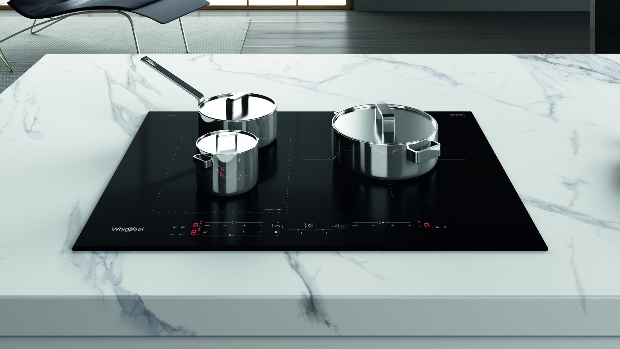 Plaque induction WHIRLPOOL 6ème sens 3 foyer dont 1 extensible 65cm Noir - WLB3965BFIXL Plaque induction WHIRLPOOL 6ème sens 3 foyer dont 1 extensible 65cm Noir - WLB3965BFIXL