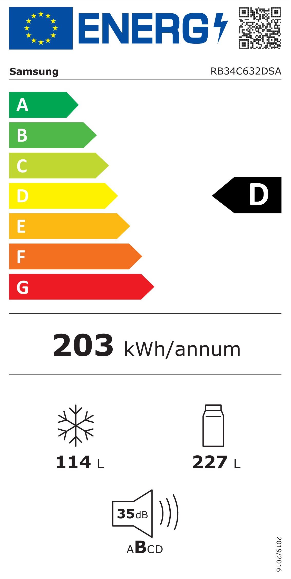 Réfrigérateur congélateur bas SAMSUNG 341L No Frost Inox - RB34C632DSA