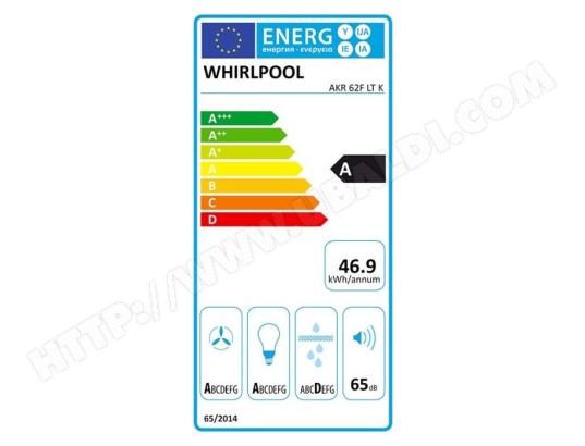 Hotte decorative murale WHIRLPOOL , 5 vitesses, 71dB, 60cm, Noir - AKR62FLTK Hotte decorative murale WHIRLPOOL , 5 vitesses, 71dB, 60cm, Noir - AKR62FLTK