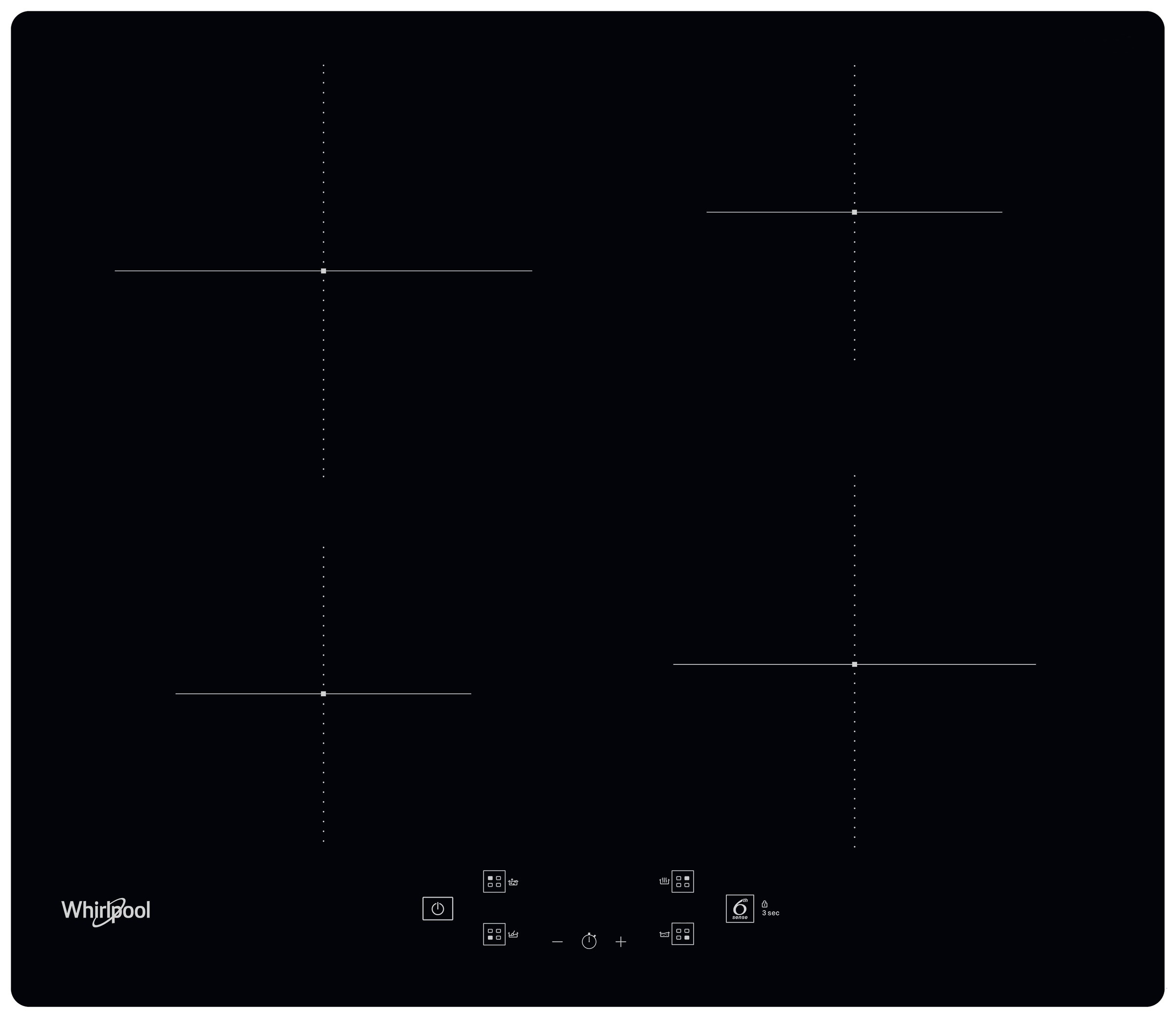 Plaque induction WHIRLPOOL 6ème sens 4 foyers 60cm Noir - WSQ2160NE