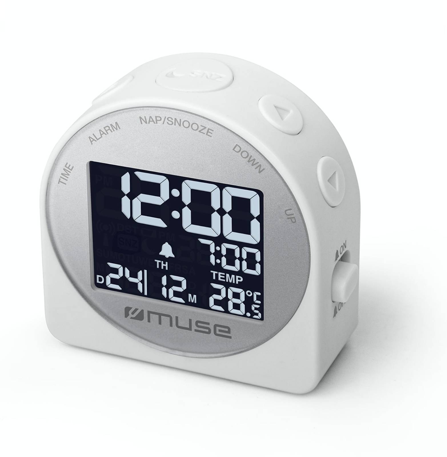 Réveil MUSE De voyage LCD Rétroéclairé Blanc M-09CW