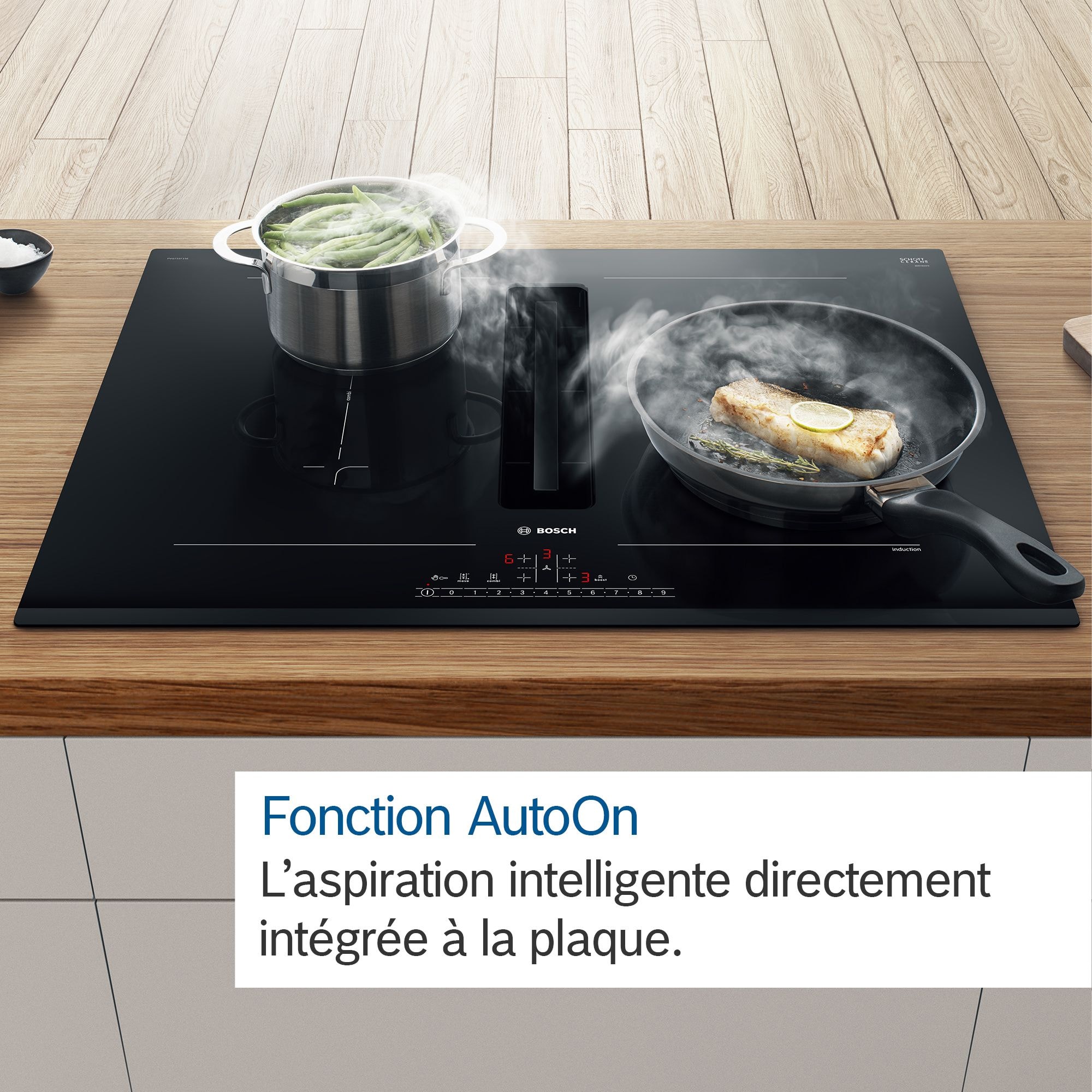 Plaque induction BOSCH Série 6 4 Foyers induction dont 2 combiZone 80cm Noir - PVQ811F15E Plaque induction BOSCH Série 6 4 Foyers induction dont 2 combiZone 80cm Noir - PVQ811F15E