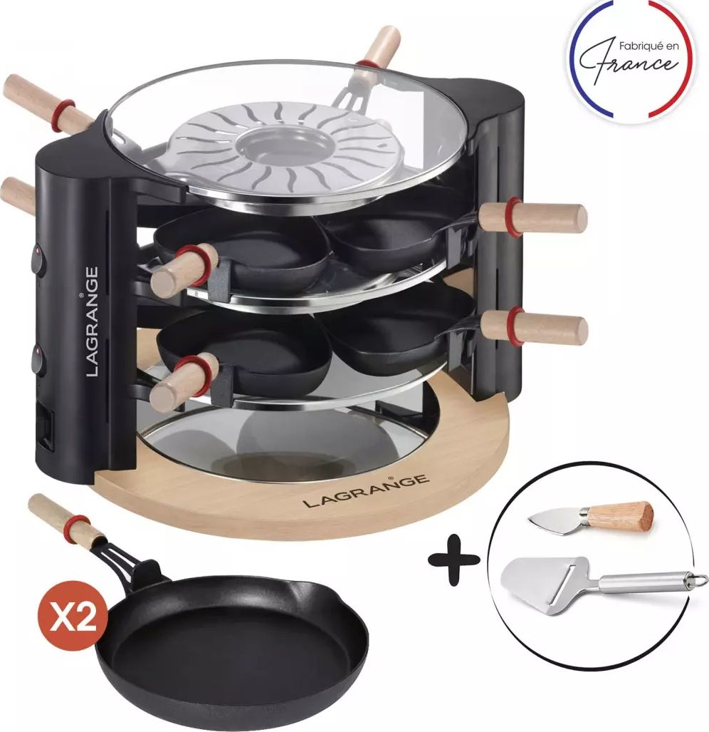 Raclette classique LAGRANGE 8 personnes 900W Noir 149013