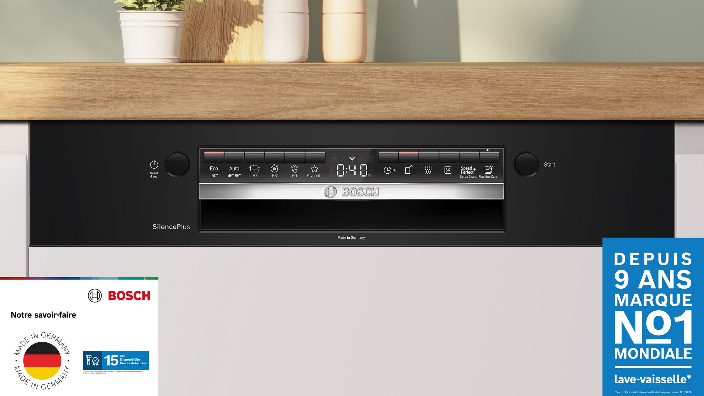 Lave vaisselle encastrable 60 cm BOSCH Connecté 14 couverts 42dB Noir - SMI4HCB07E