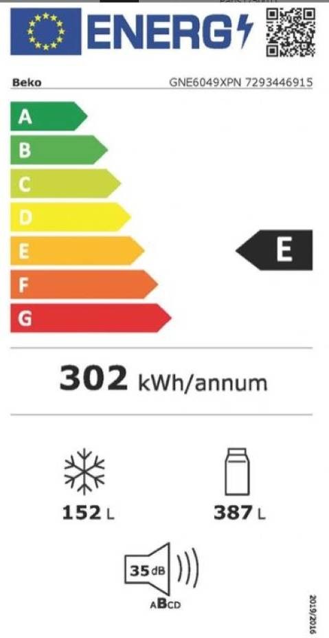 BEKO Réfrigérateur 4 portes Néo Frost Dual Cooling 539L Inox - GNE6049XPN