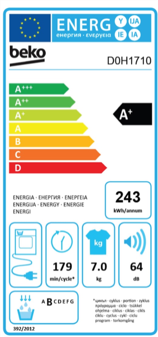 Sèche linge Condensation BEKO 15 programmes 7Kg Blanc - D0H1710 Sèche linge Condensation BEKO 15 programmes 7Kg Blanc - D0H1710