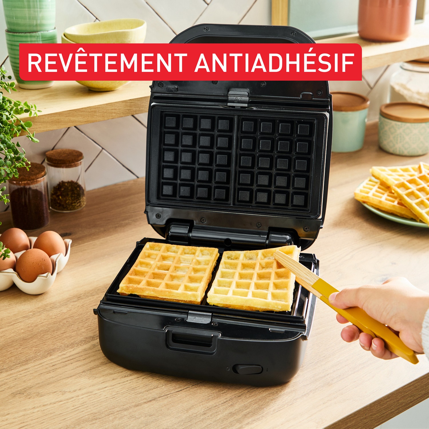 Gaufrier TEFAL Croque-monsieur 700W Abricotine Nacré - SW863JF0