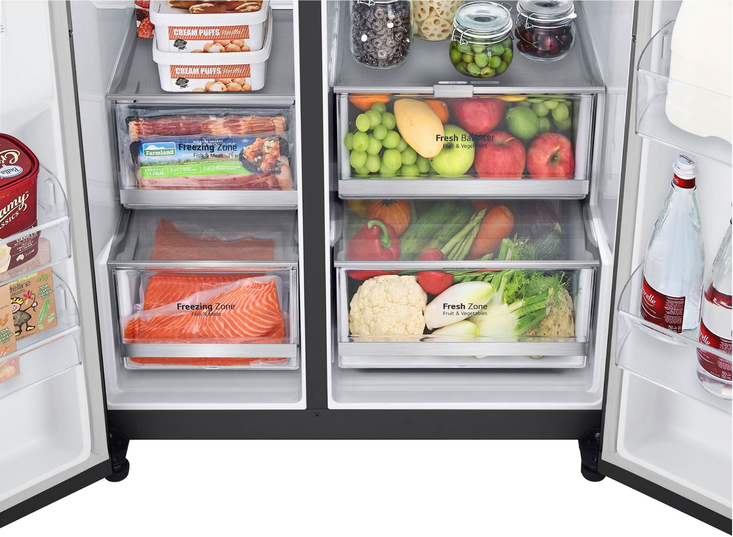 Réfrigérateur américain LG , Instaview, Froid ventilé, 635L, Noir - GSGV80EPLD Réfrigérateur américain LG , Instaview, Froid ventilé, 635L, Noir - GSGV80EPLD