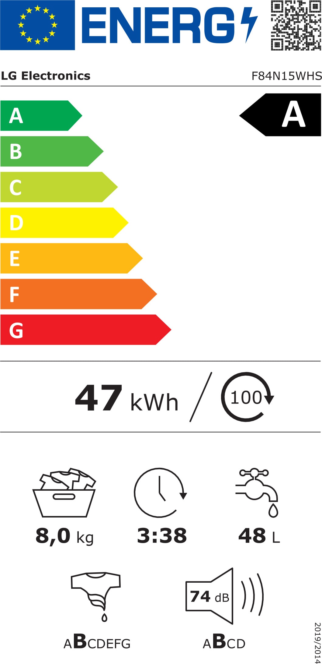 Lave linge Frontal LG - F84N15WHS Lave linge Frontal LG - F84N15WHS
