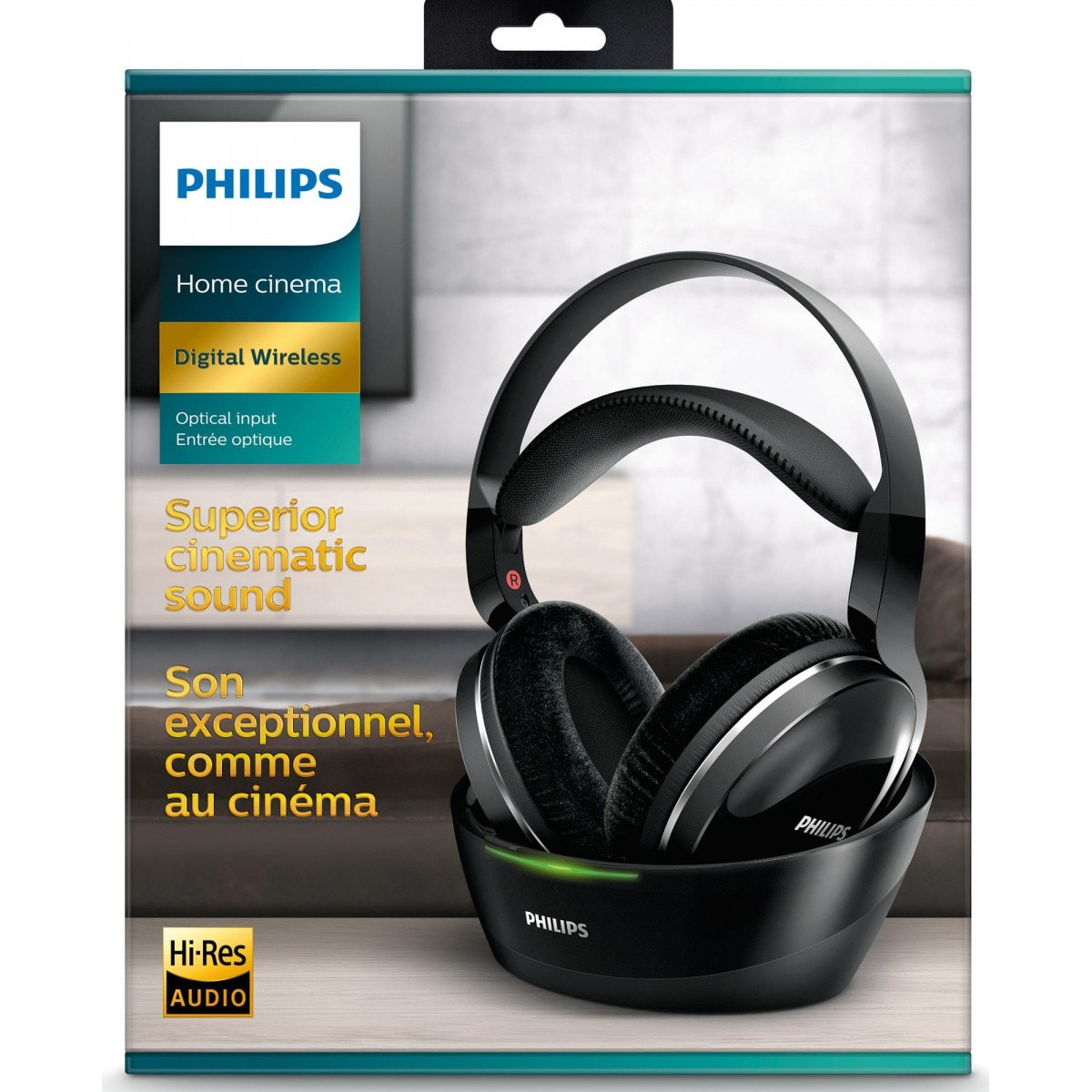 Casque sans fil PHILIPS Circum-aural 30m Station d'accueil Noire - SHD8850/12