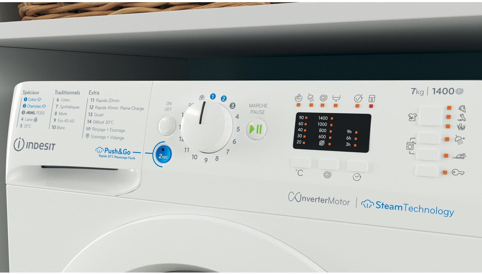 Lave linge Frontal INDESIT 1400 trs/min, 7kg, Blanc - BWA71496XWVFR Lave linge Frontal INDESIT 1400 trs/min, 7kg, Blanc - BWA71496XWVFR