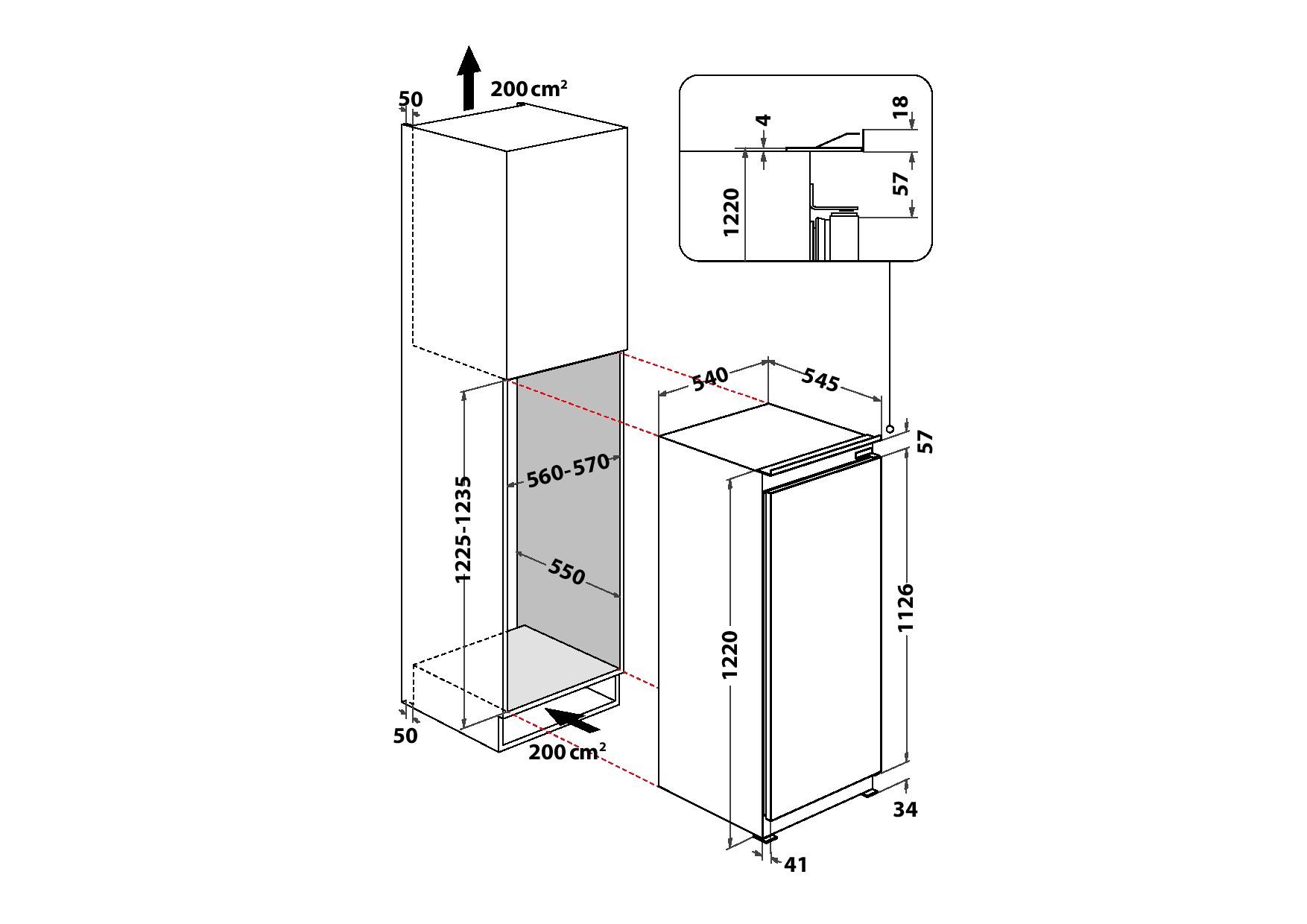 Réfrigérateur encastrable 1 porte WHIRLPOOL 6ème sens, Froid brassé, 209L - ARG8502 Réfrigérateur encastrable 1 porte WHIRLPOOL 6ème sens, Froid brassé, 209L - ARG8502