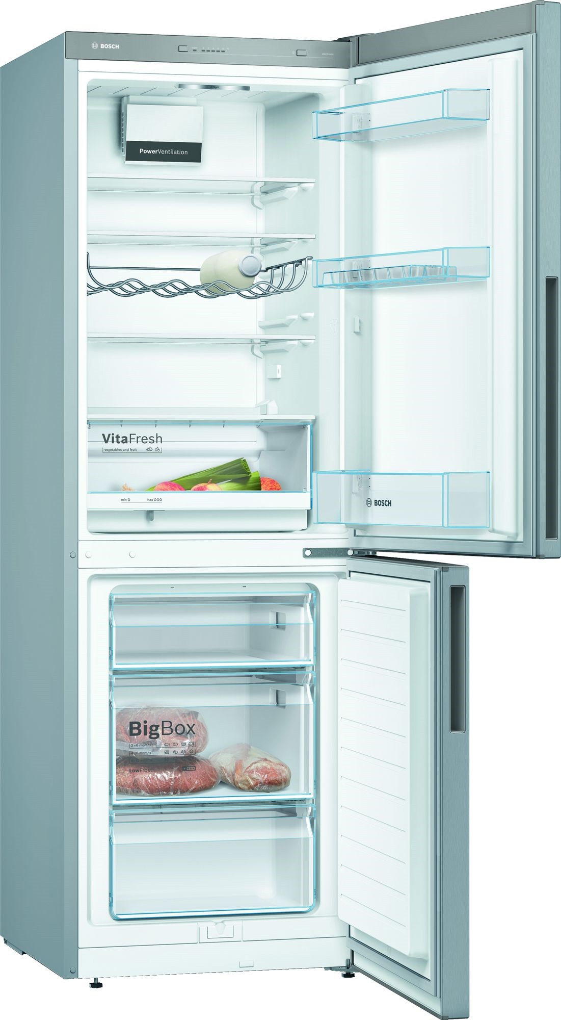BOSCH Réfrigérateur congélateur bas Série 4 Low Frost 287L Inox - KGV33VLEAS