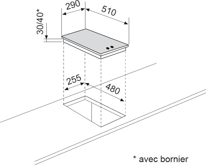 Domino electrique AIRLUX 2 foyers 29 cm Blanc - AT320WH