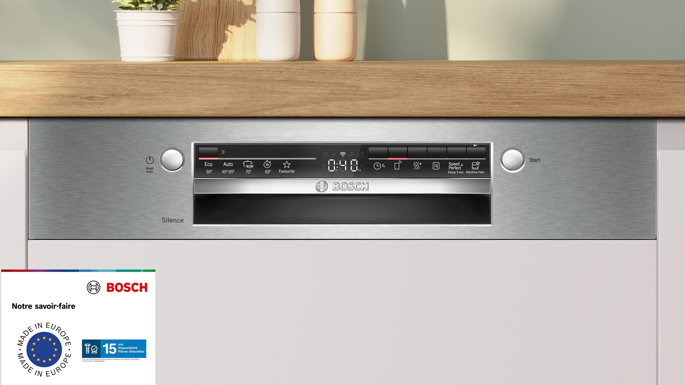 Lave vaisselle encastrable 60 cm BOSCH Connecté 13 couverts 46dB Acier brossé - SMI2HTS02E