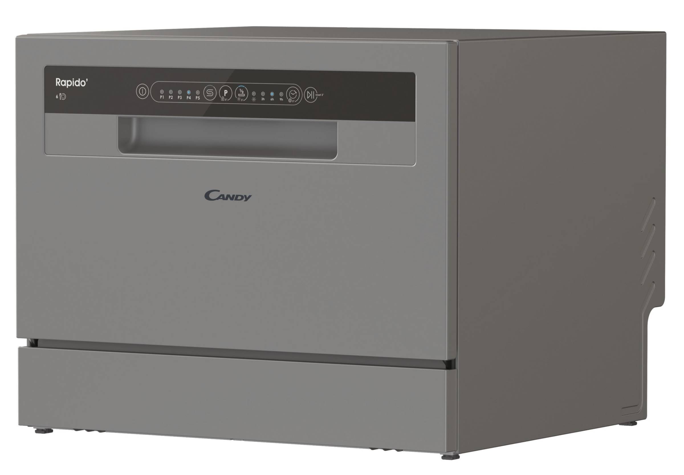 Mini lave vaisselle CANDY , 5 programmes, 6 couverts, Gris - CP6E51LS
