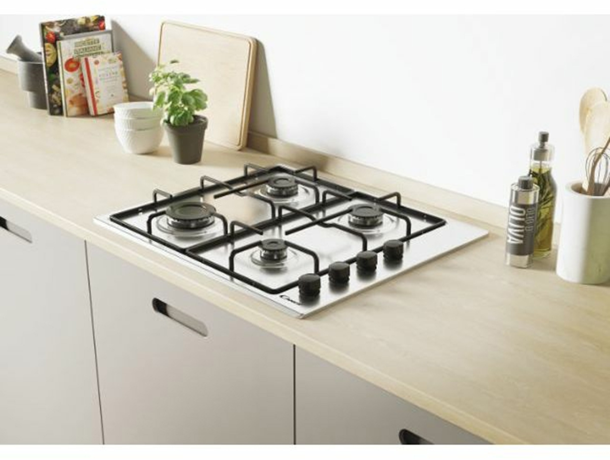 Plaque gaz CANDY 4 foyers 60 cm Inox - CHW6LBX