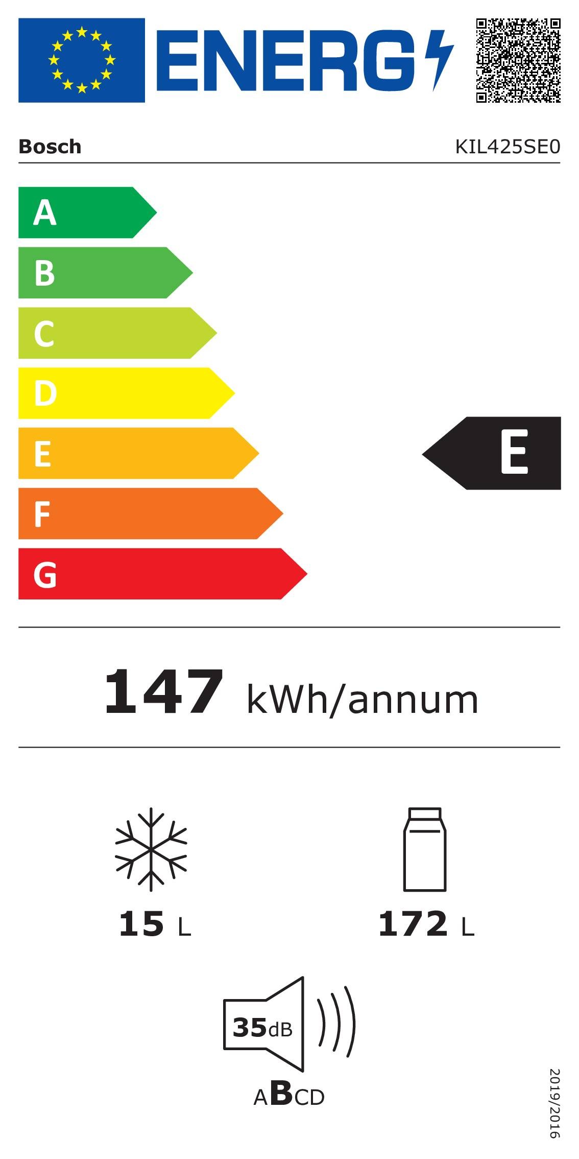 Réfrigérateur encastrable 1 porte BOSCH Série 2 Froid Statique 187L - KIL425SE0 Réfrigérateur encastrable 1 porte BOSCH Série 2 Froid Statique 187L - KIL425SE0
