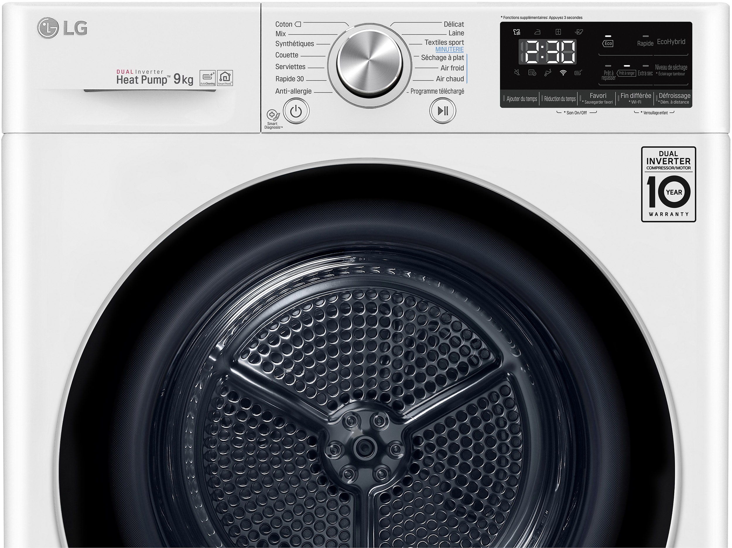 Sèche-linge pompe à chaleur LG , 9kg, Blanc - RH9V71WHN Sèche-linge pompe à chaleur LG , 9kg, Blanc - RH9V71WHN