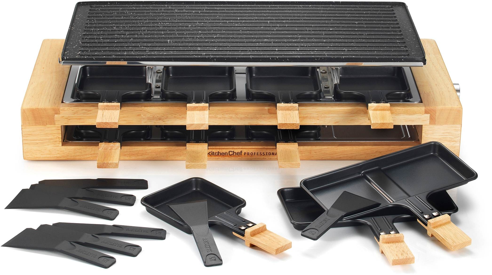 Raclette Multifonction KITCHEN CHEF 8 personnes 1500W Bois KCWOOD8MAXI