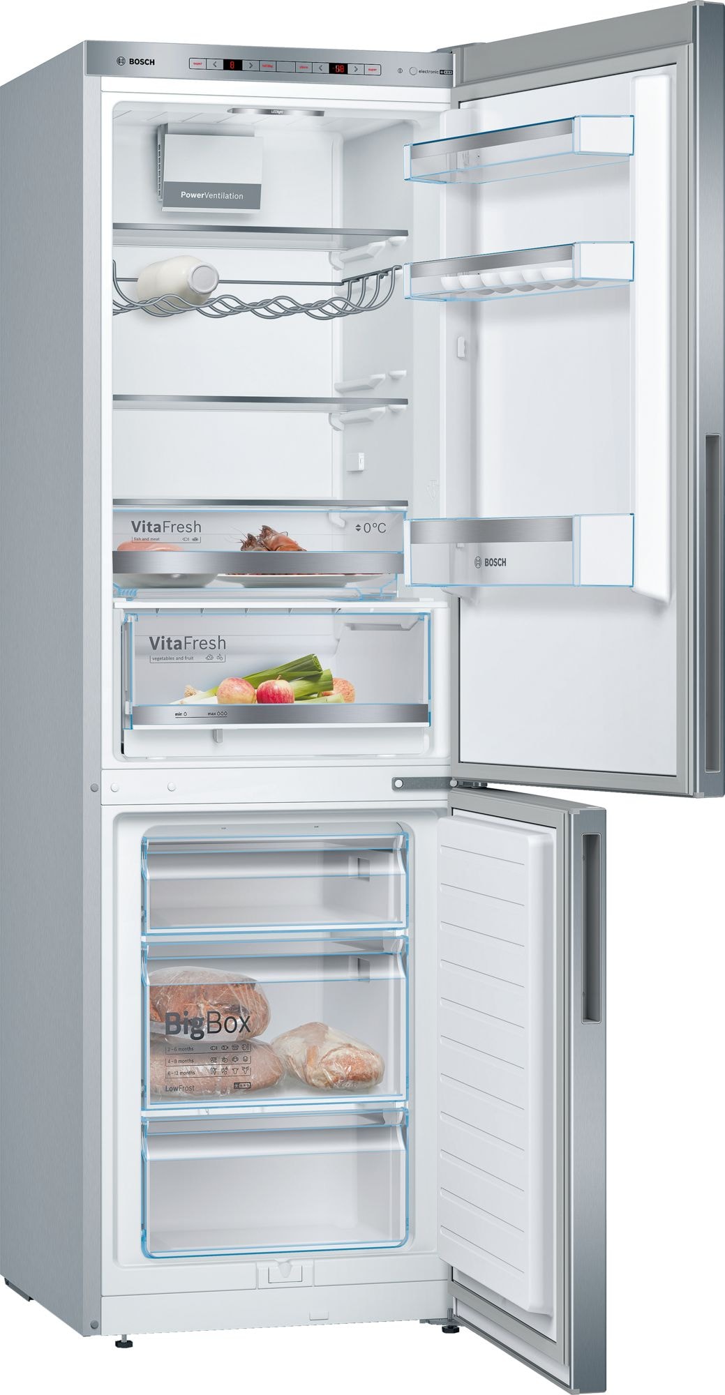 Réfrigérateur congélateur bas BOSCH Série 6, Froid Brassé, 308L, Gris - KGE36ALCA Réfrigérateur congélateur bas BOSCH Série 6, Froid Brassé, 308L, Gris - KGE36ALCA