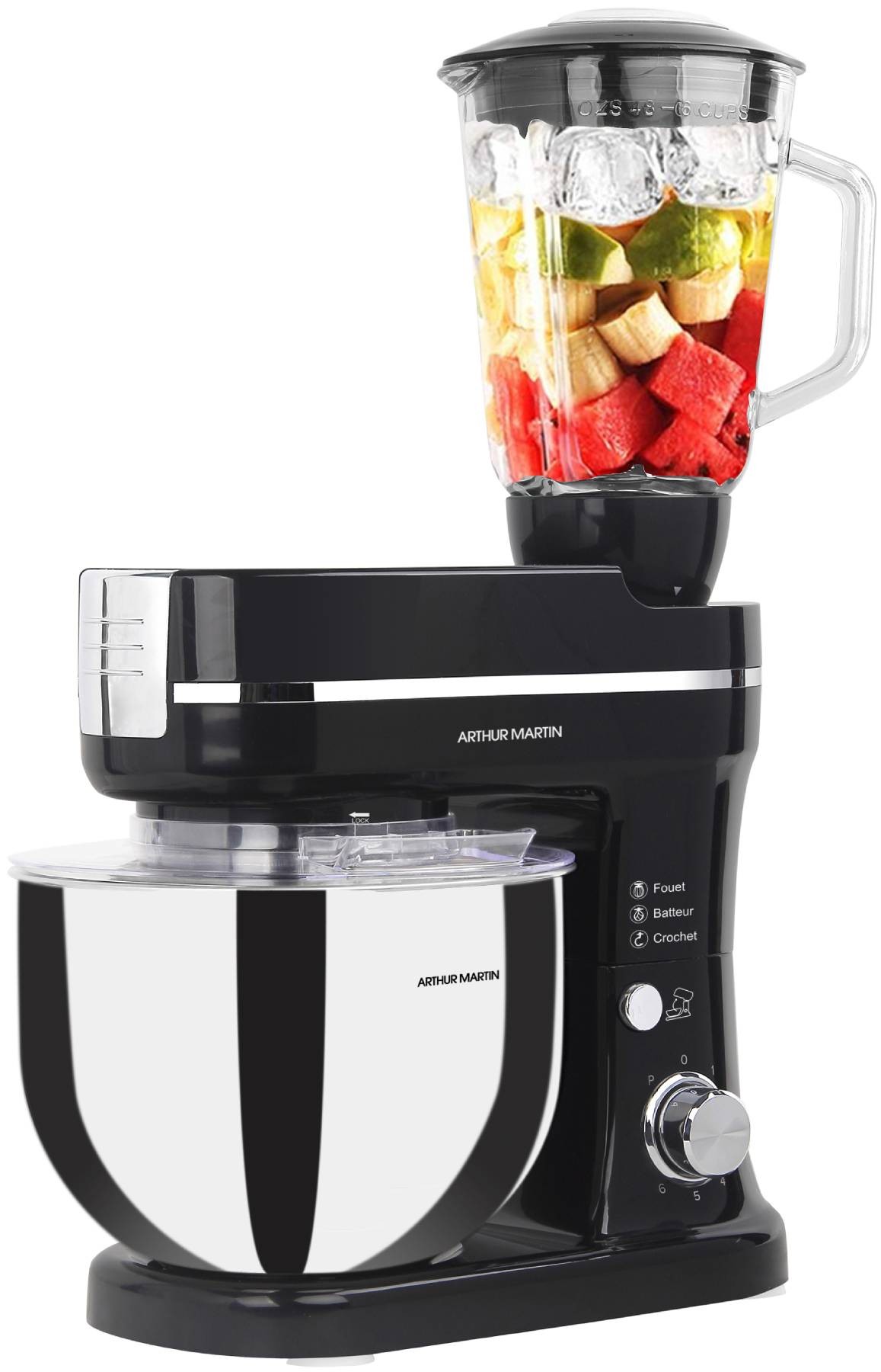 ARTHUR MARTIN Robot pâtissier 2 en 1 1200W Noir  AMPRP12