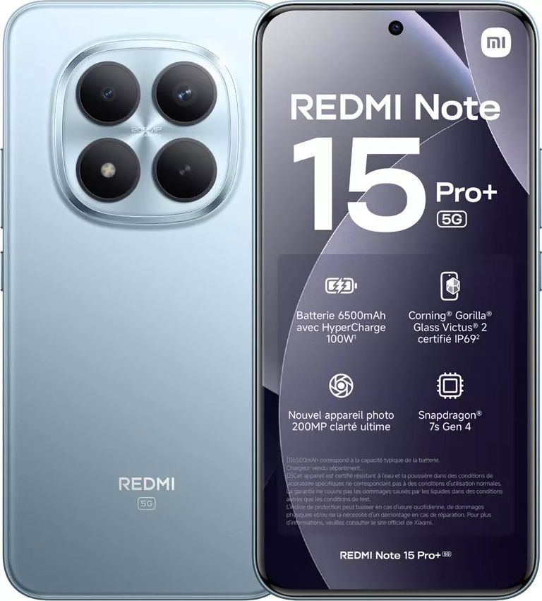 Smartphone XIAOMI Redmi Note 15 Pro+ 5G 256Go Bleu REDMINOTE15PRO+256BL
