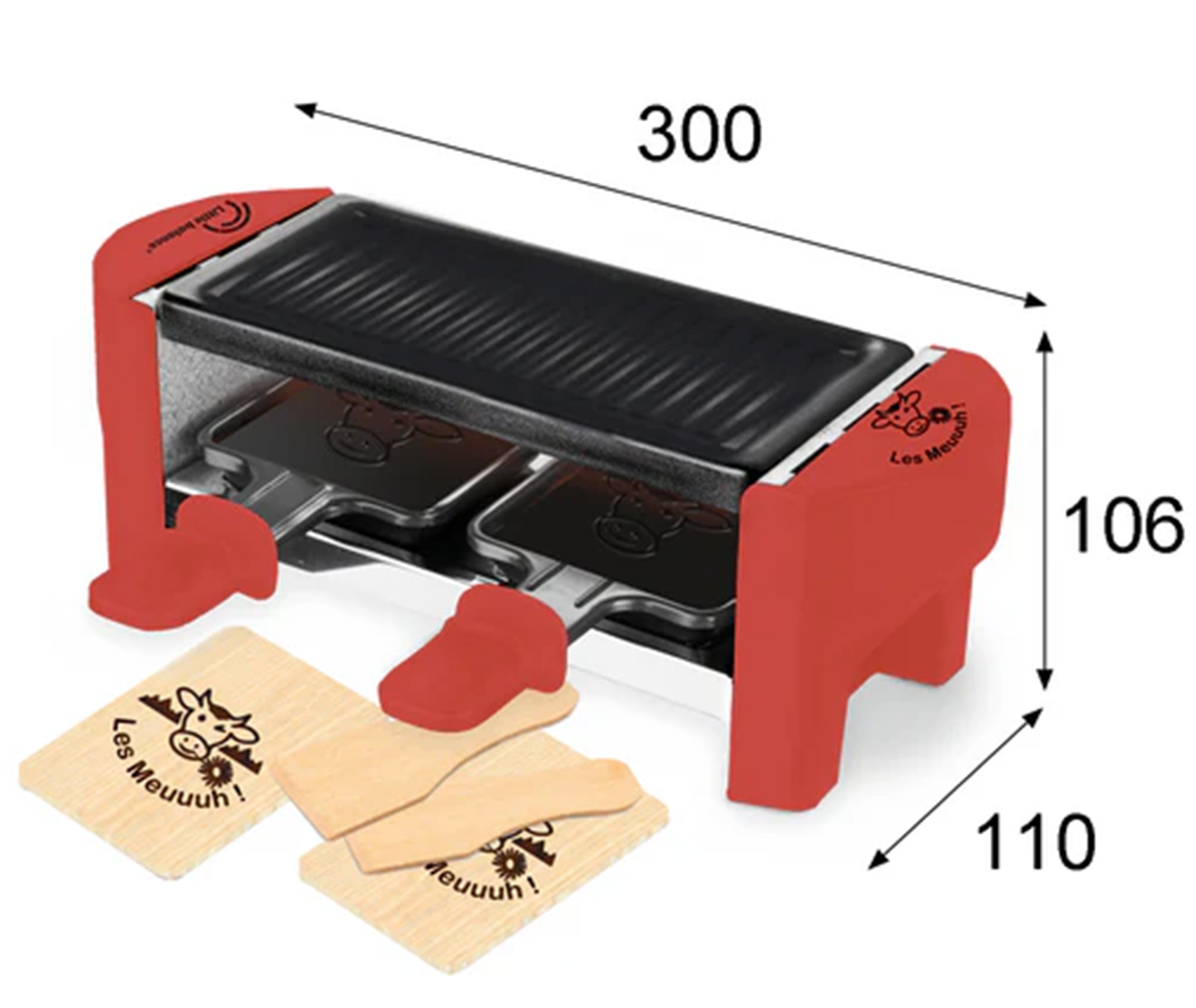 Raclette Multifonction LITTLE BALANCE 2 personnes 320W Rouge - 8631
