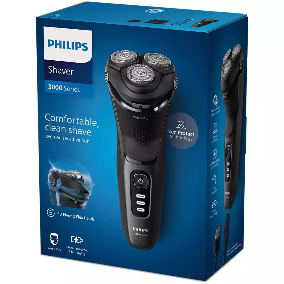 Rasoir électrique PHILIPS 100 % étanche Series 3000 - S3244/12
