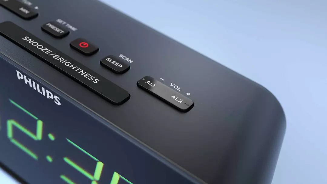Radio réveil PHILIPS FM Double alarme Arrêt programmé Noir - TAR3306/12