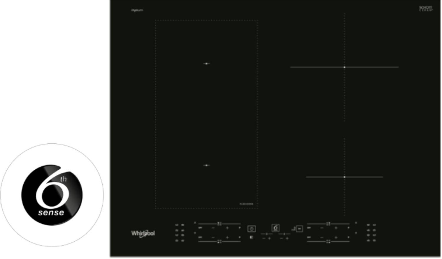 WHIRLPOOL Plaque induction 6ème sens 4 foyers induction dont 1 zone flexible 65cm Noir - WLB4265BFIXL