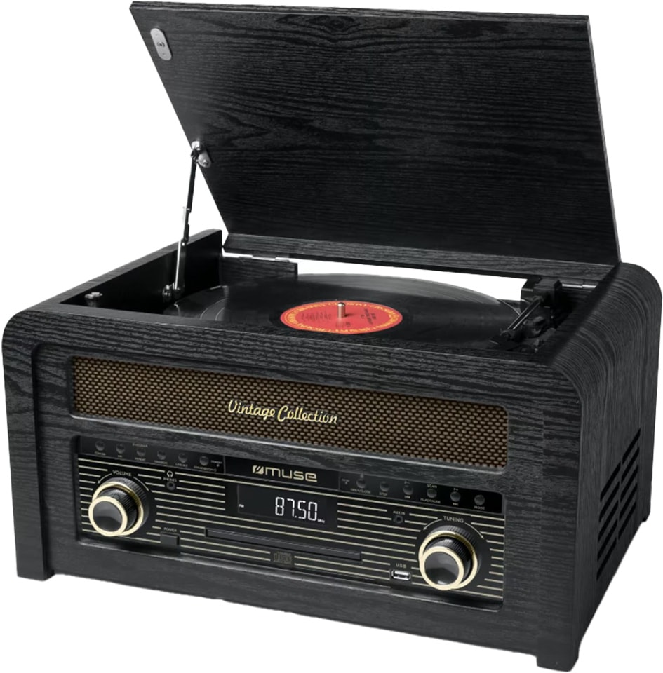 Platine disque MUSE Préampli Bluetooth CD USB Noir MT115W
