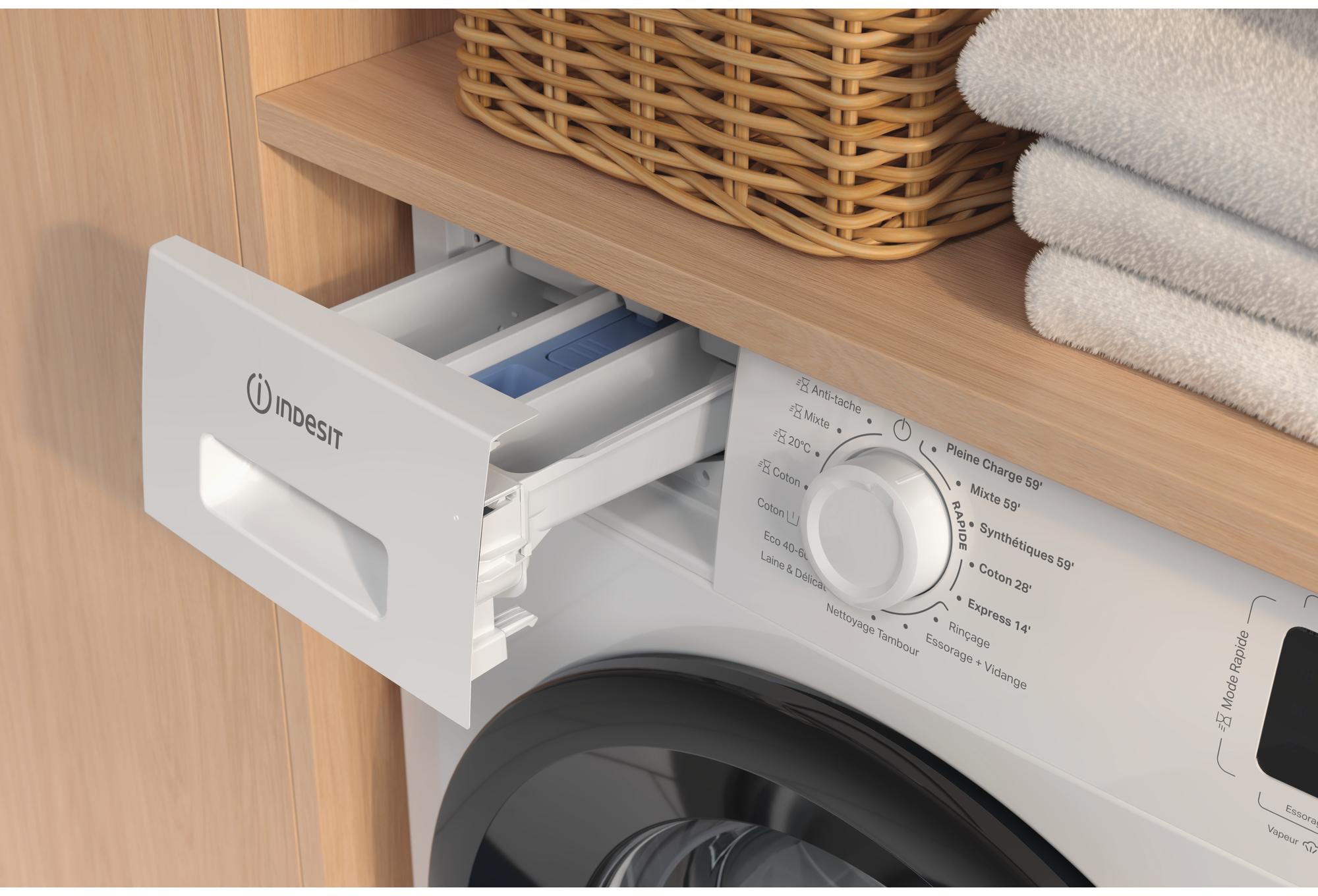 Lave linge Frontal INDESIT 1200 trs/min, 8kg, Blanc - IM862BMYTIMEFR Lave linge Frontal INDESIT 1200 trs/min, 8kg, Blanc - IM862BMYTIMEFR