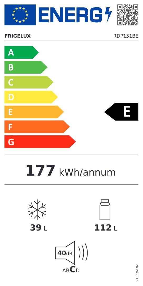 Réfrigérateur congélateur haut FRIGELUX , Froid Statique, 151L, Blanc - RDP151BE