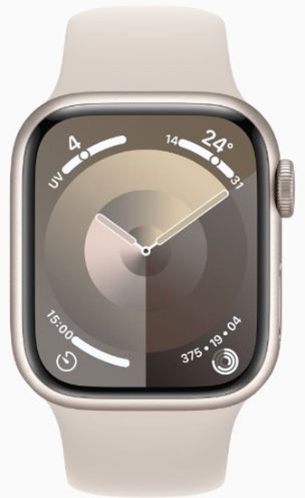 APPLE Montre connectée Apple Watch9 Starlight GPS 45MM Bracelet sport S/M - WATCH9-MR963QF