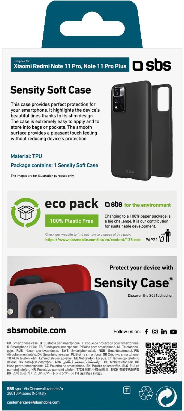 Coque smartphone SBS  Sensity pour Xiaomi Redmi Note 11 Pro/11 Pro Plus - COQ-SENS-NOT11PRO/+