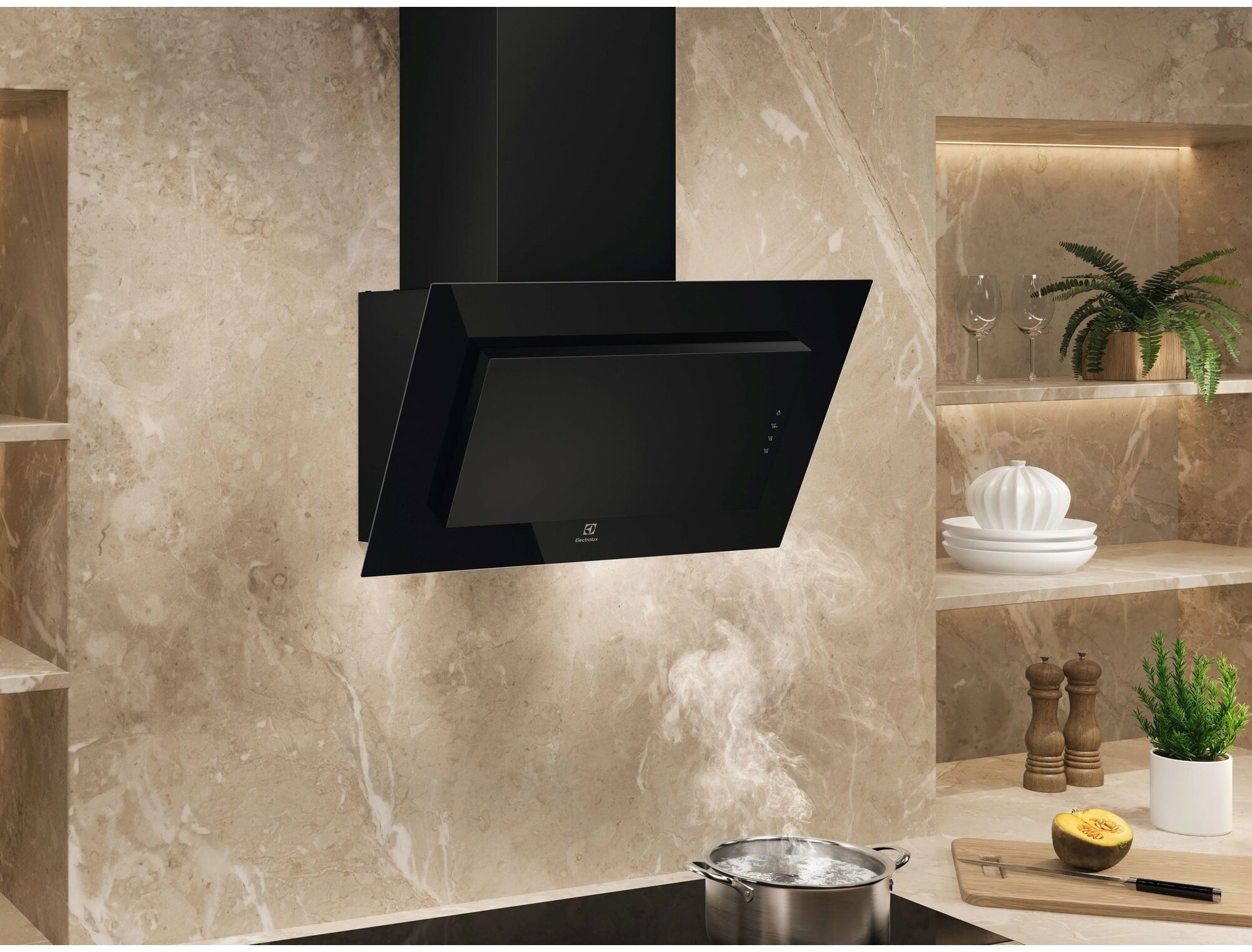 Hotte decorative murale ELECTROLUX , 3 vitesses, 66dB, 60cm, Noir - LFV326K