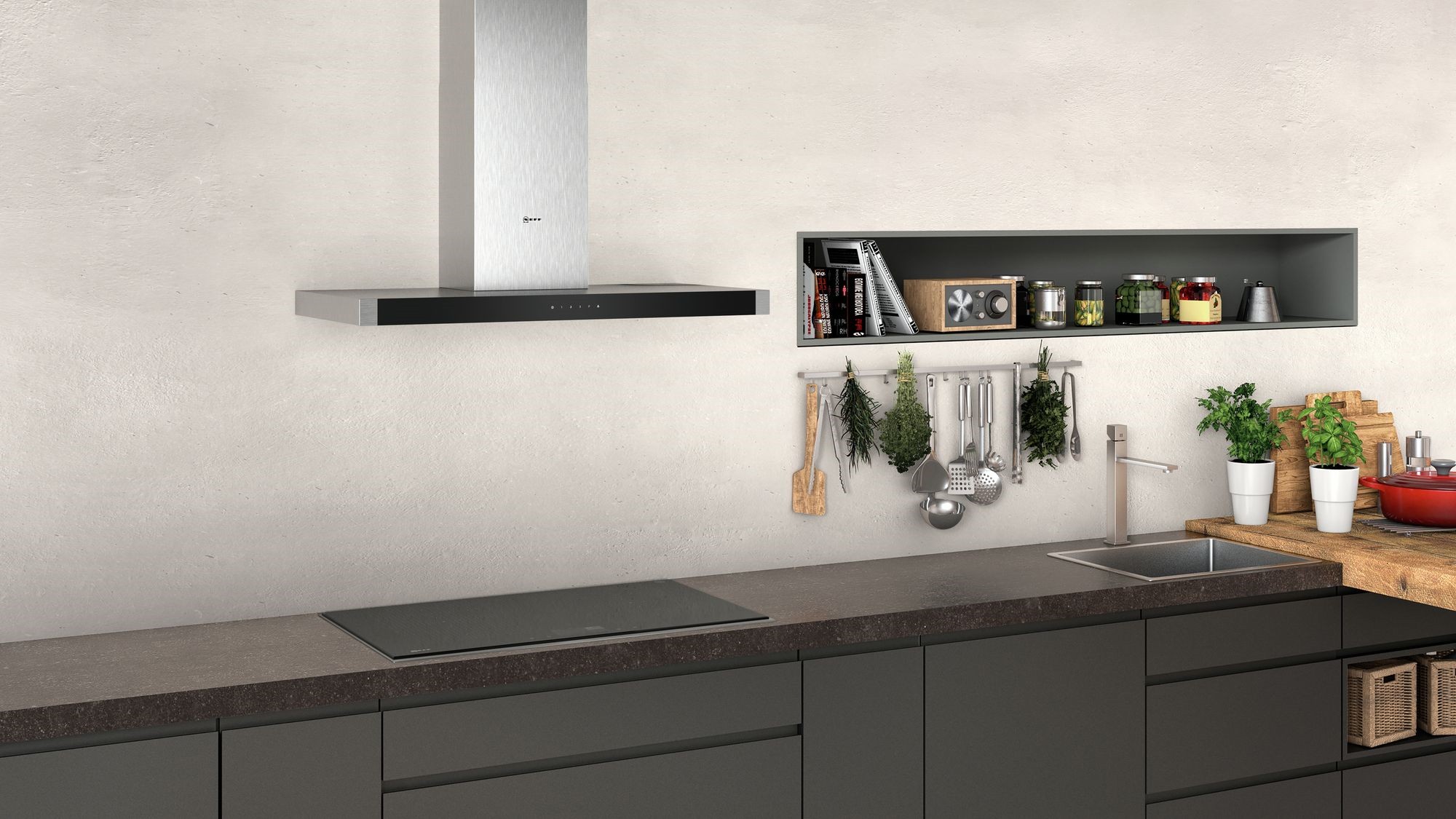 Hotte decorative murale NEFF , 5 vitesses, 54dB, 90cm, Inox - D95BHM4N0 Hotte decorative murale NEFF , 5 vitesses, 54dB, 90cm, Inox - D95BHM4N0