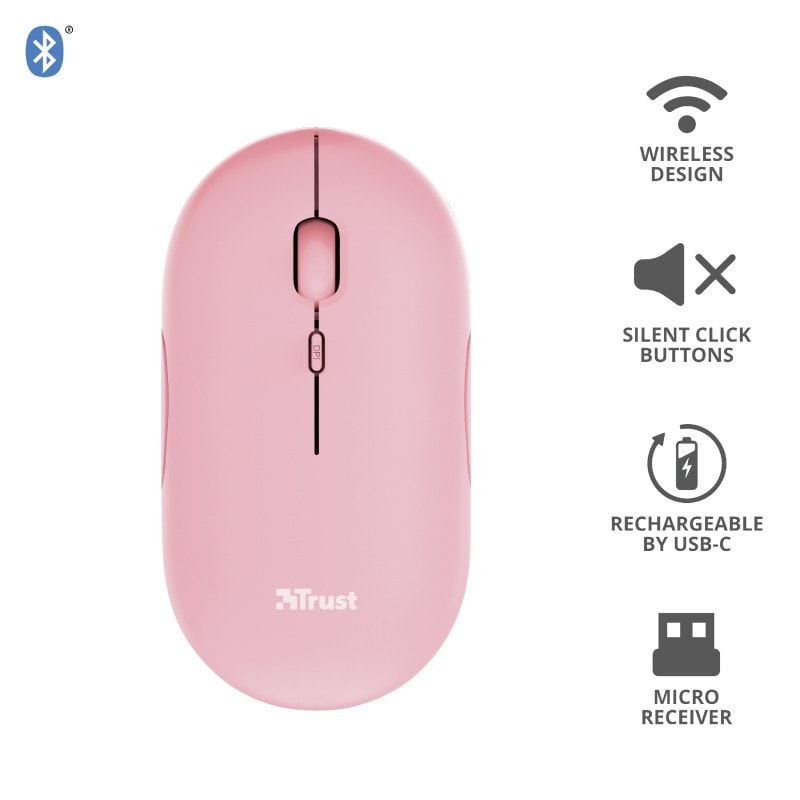 Souris gamer TRUST Sans fil 1600 dpi Rouge - PUCKROSE-24125